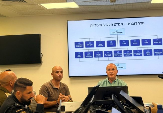 ראש העיר ד״ר יחיאל לסרי בדיון הערכת המצב
