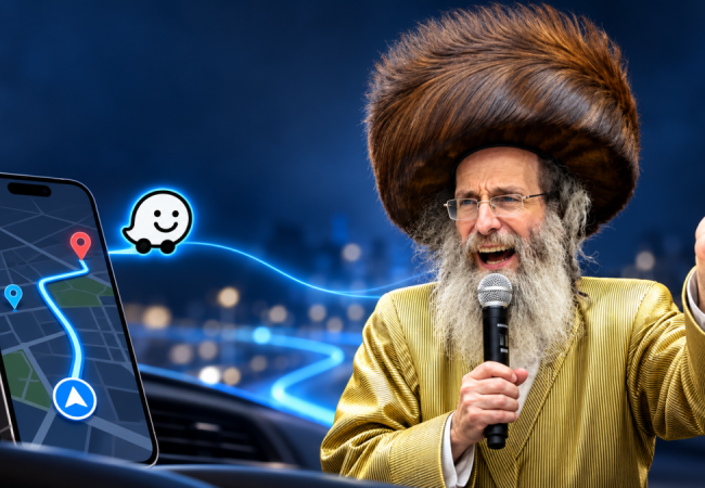ר׳ אלימלך בידרמן (צילום: יוסי לוי) על רקע וויז