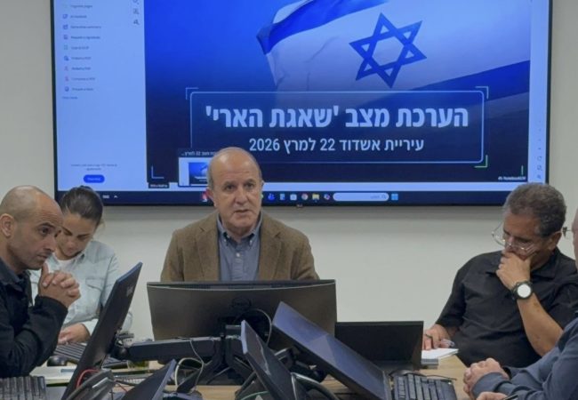 ראש העיר ד״ר יחיאל לסרי בדיון הערכת מצב