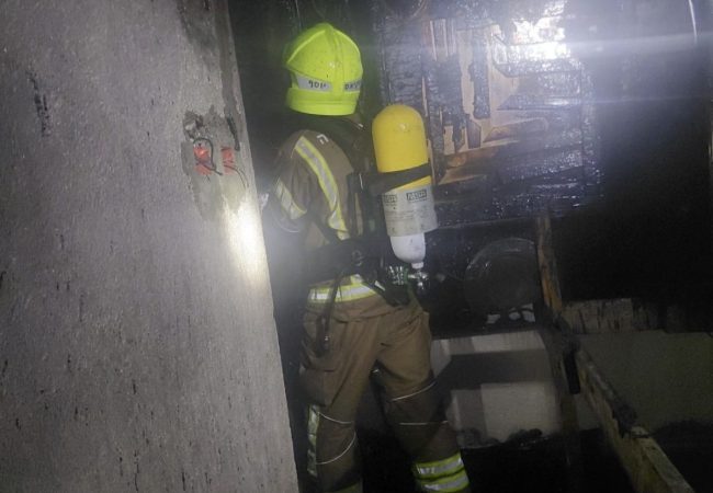 לוחם האש בפעולה באחת הזירות. צילום: תיעוד מבצעי כב״ה